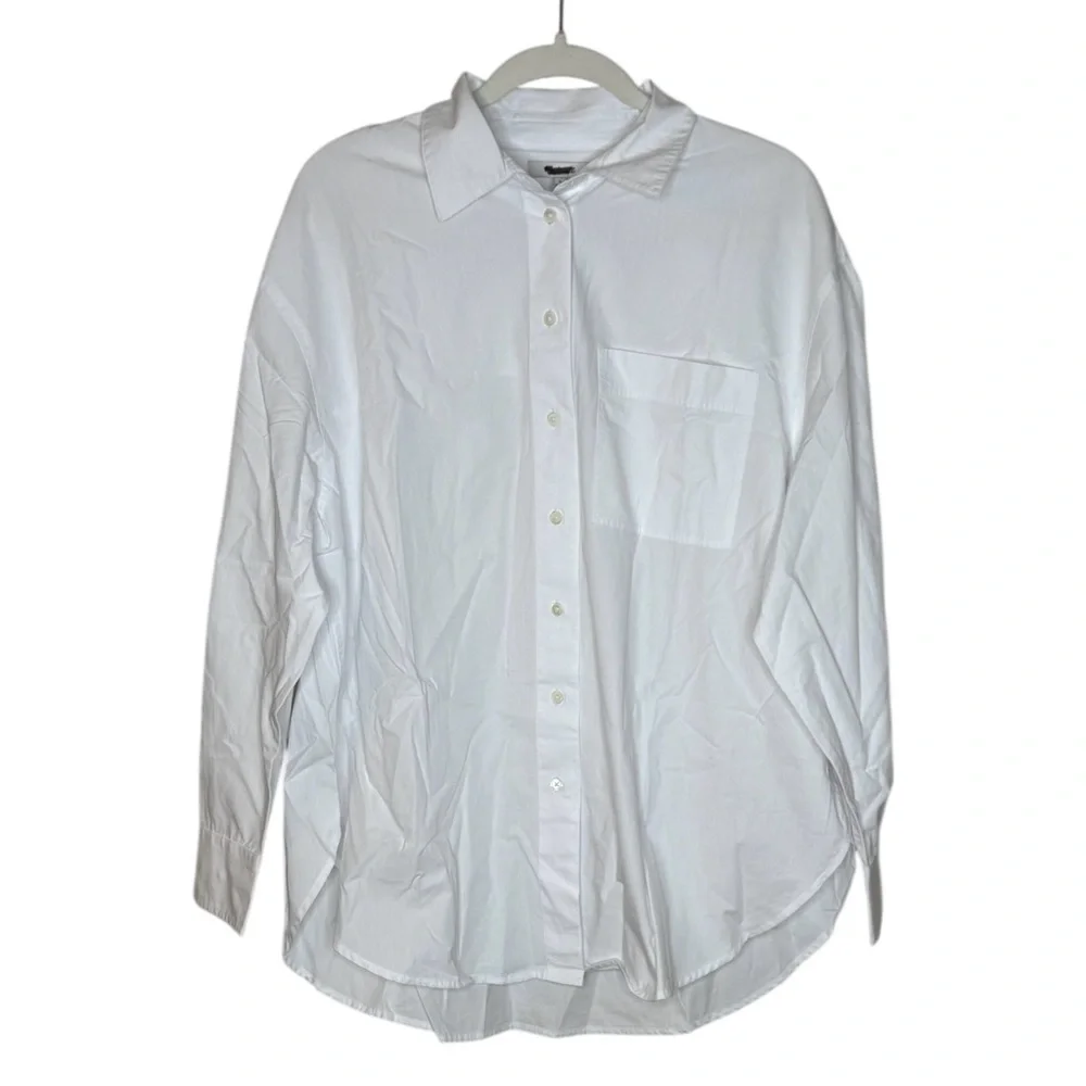 Madewell Oversized Fit Lightweight Oxford Shirt Blouse NWT L White - Picture 3 of 10